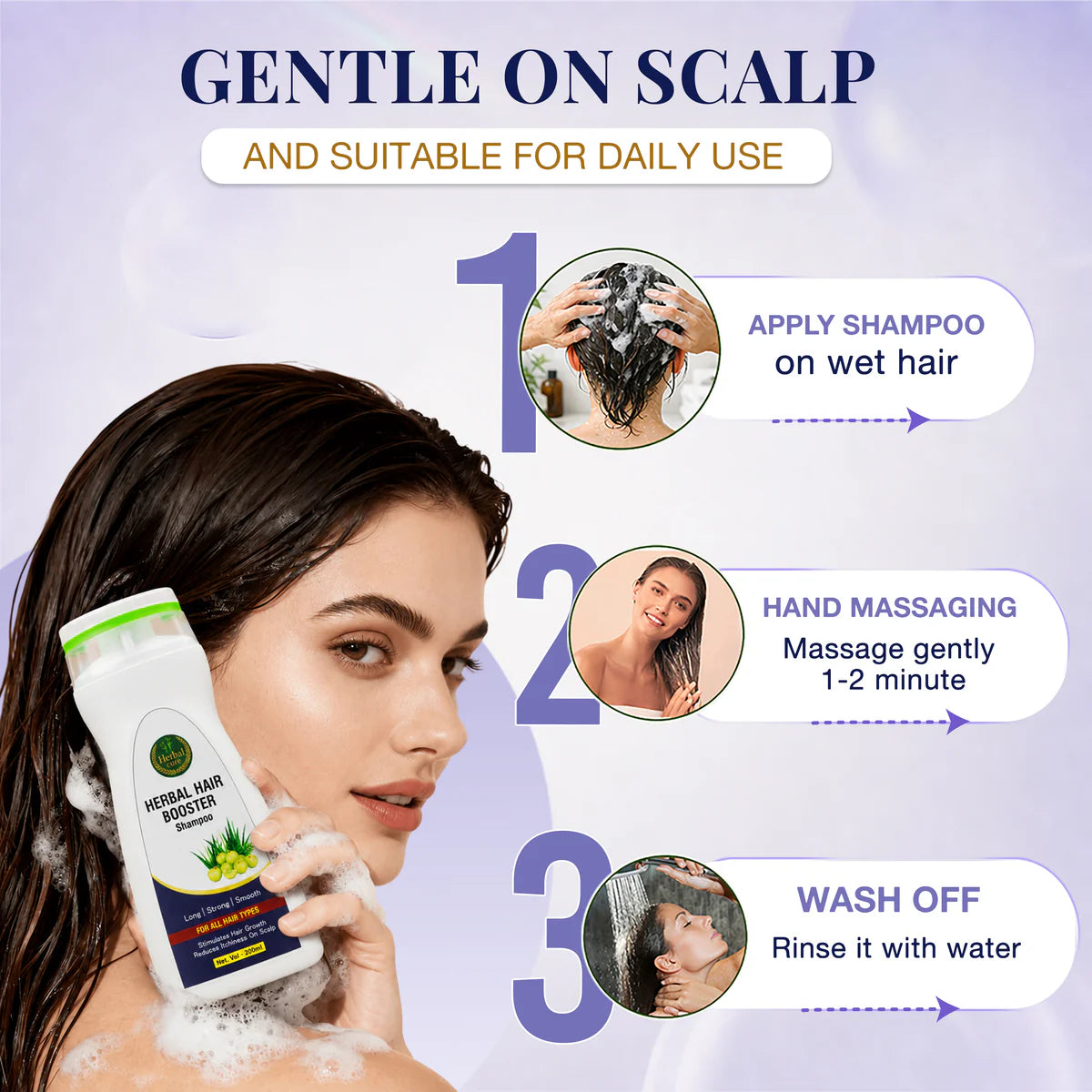 HERBAL HAIR BOOSTER SHAMPOO STRONGER, THICKER & HEALTHIER HAIR - For Men and Women